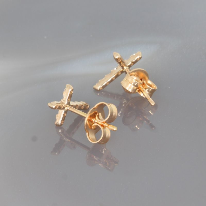 Wert 1550 € Brillant Kreuz Ohrringe (0,18 carat) in 750er 18 K Roségold - H1556