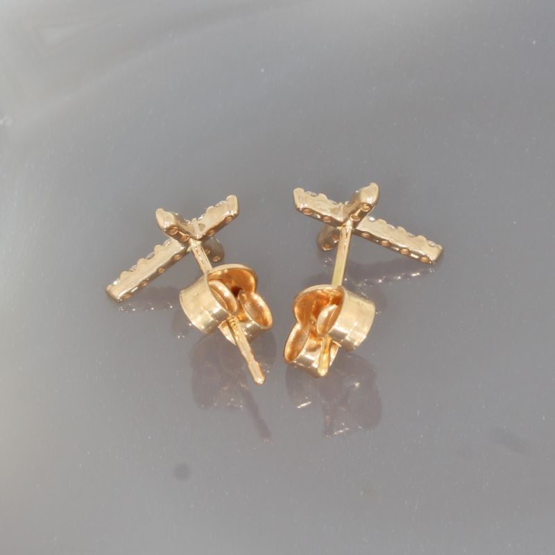 Wert 1550 € Brillant Kreuz Ohrringe (0,18 carat) in 750er 18 K Roségold - H1556