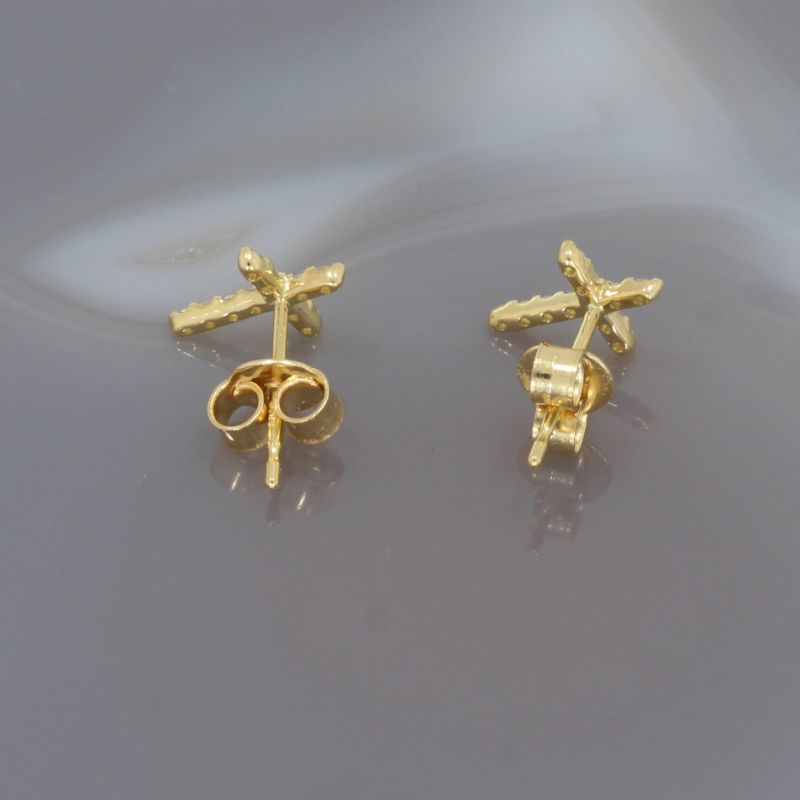 Wert 1550 € Brillant Kreuz Ohrringe (0,18 carat) in 750er 18 K Gelbgold - H1555