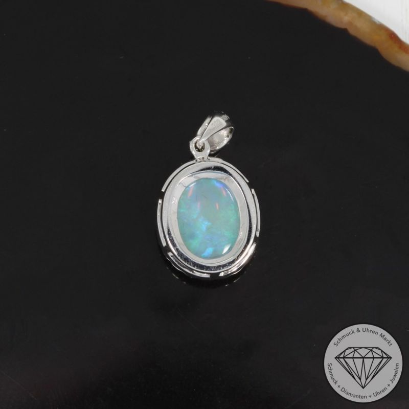 Wert 1480 € Brillant Opal Anhänger in 585er 14 K Weißgold - 88135