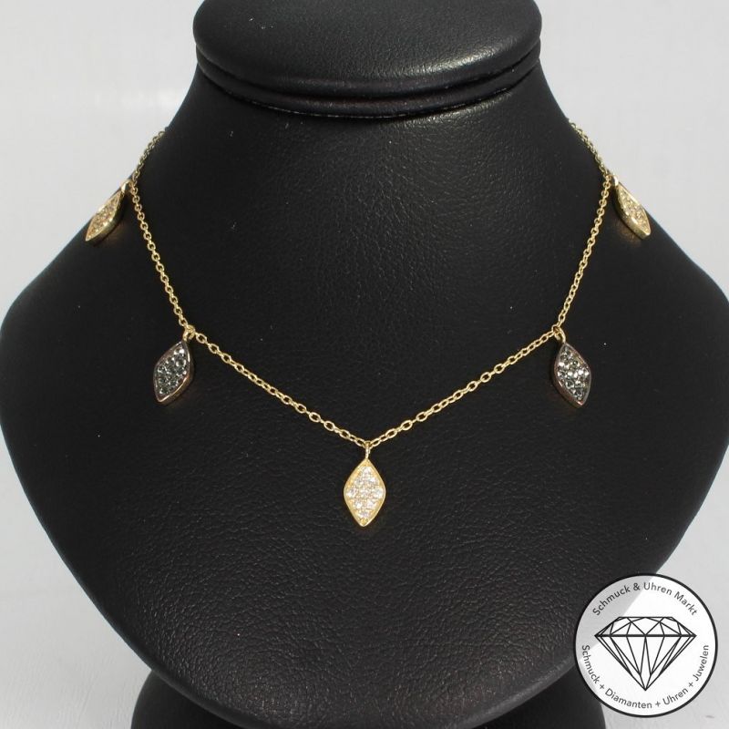 Wert 1450 € Brillant Collier (0,19 carat) in 750er 18 K Gelbgold - H1611