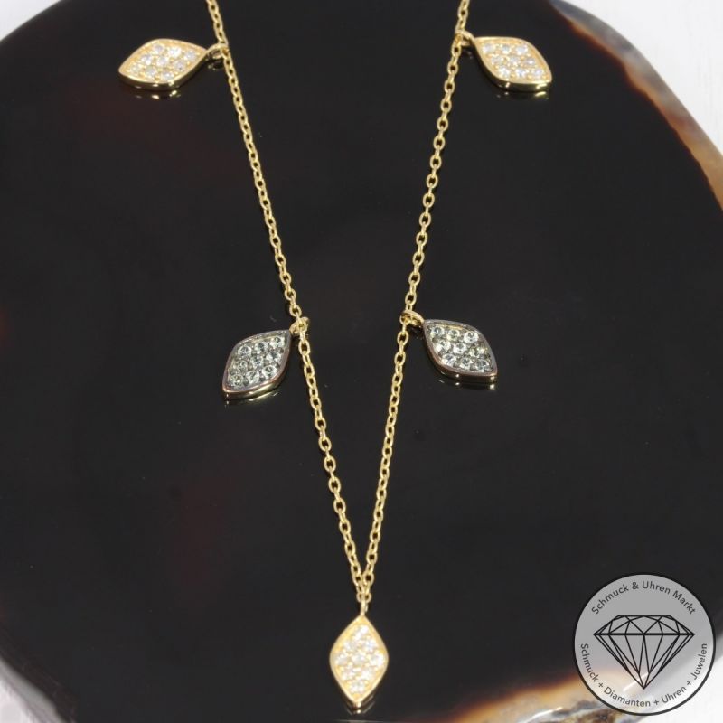 Wert 1450 € Brillant Collier (0,19 carat) in 750er 18 K Gelbgold - H1611
