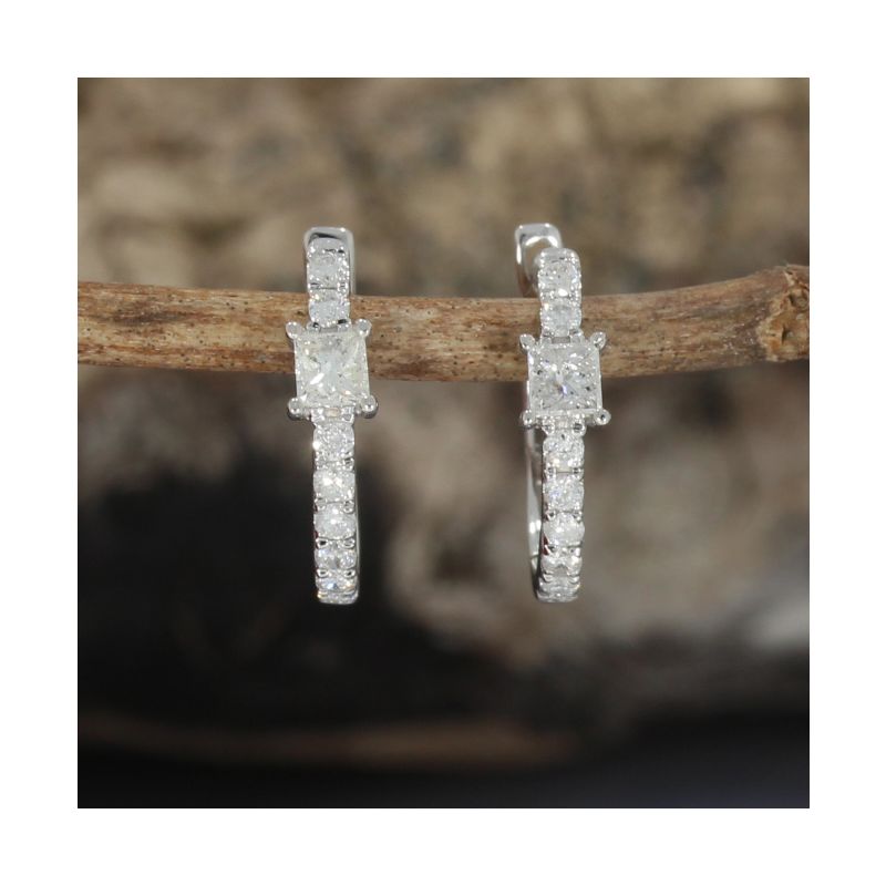 Wert 1190 € Brillant Diamant Creolen in 750er 18 K Weißgold - H1573