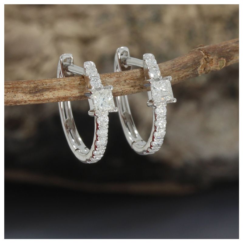 Wert 1190 € Brillant Diamant Creolen in 750er 18 K Weißgold - H1573