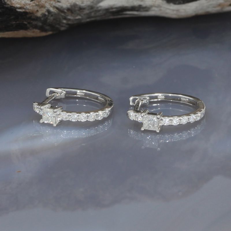 Wert 1190 € Brillant Diamant Creolen in 750er 18 K Weißgold - H1573