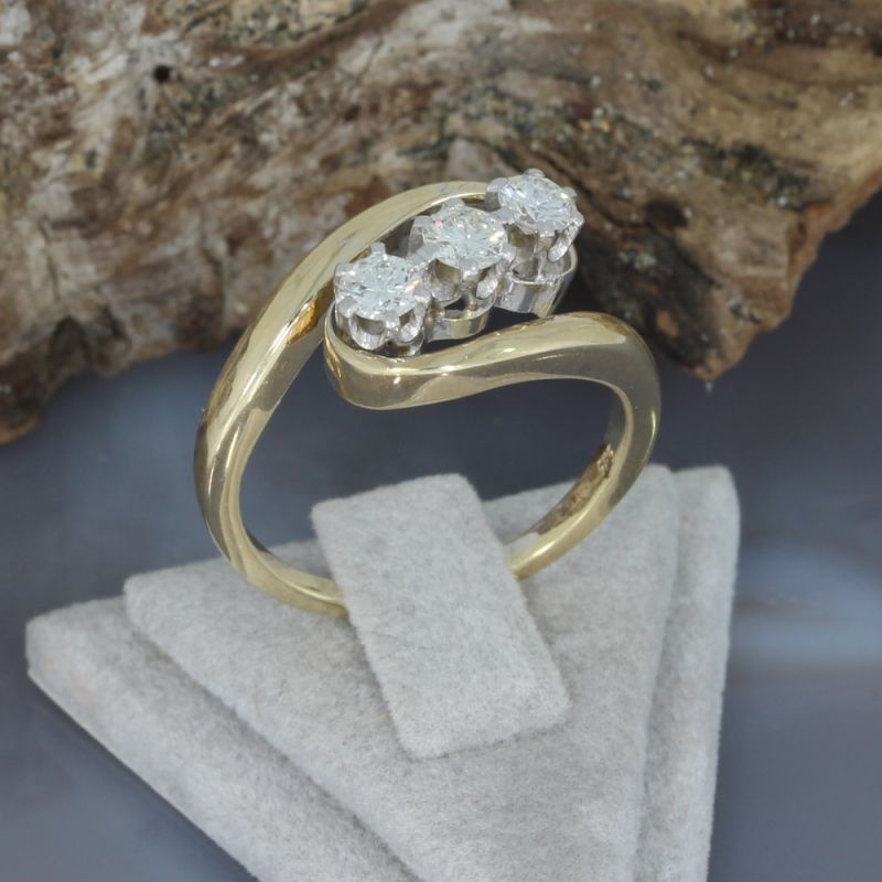 Wert 2850 € Bicolor Brillant Ring (ca. 0,62 carat) in 585er 14 K Gold - 88283