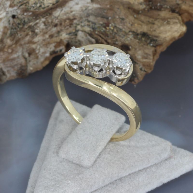Wert 2850 € Bicolor Brillant Ring (ca. 0,62 carat) in 585er 14 K Gold - 88283