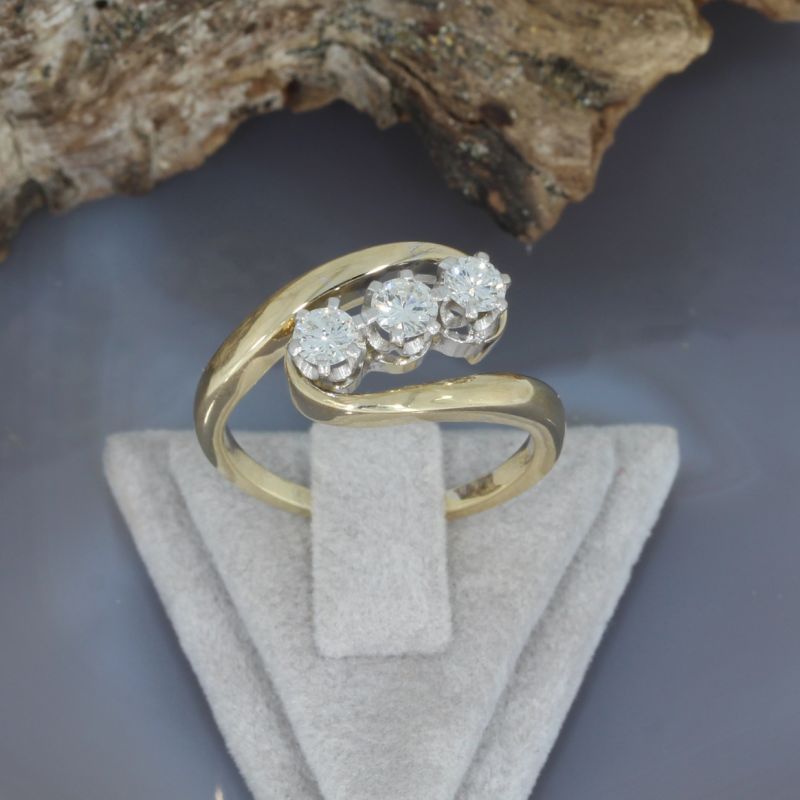 Wert 2850 € Bicolor Brillant Ring (ca. 0,62 carat) in 585er 14 K Gold - 88283