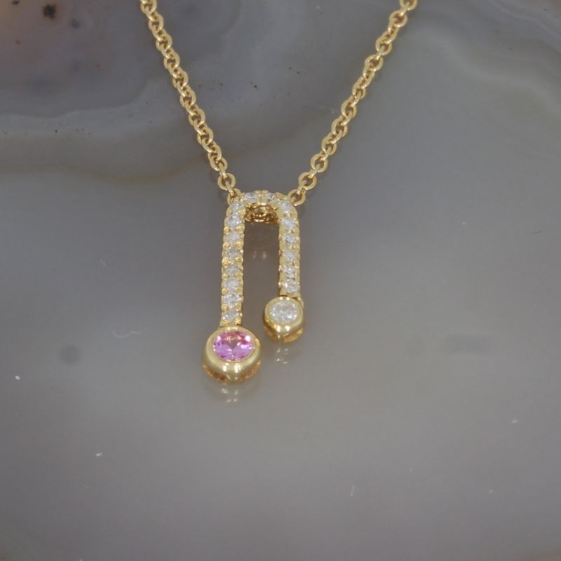 Wert 790 € Brillant Diamant Rubin Anhänger mit Kette in 750er 18 K Gelbgold - H487