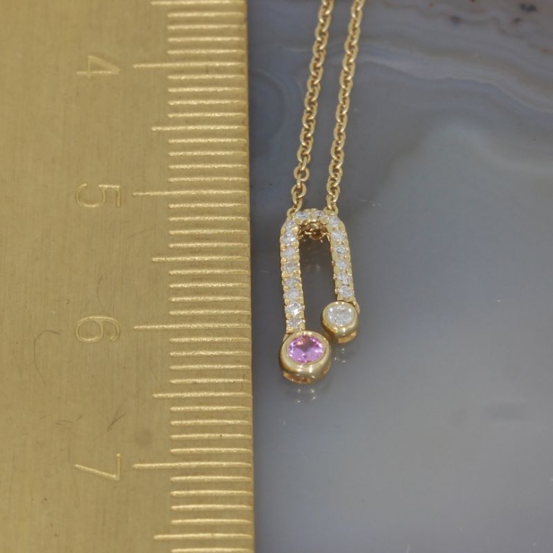Wert 790 € Brillant Diamant Rubin Anhänger mit Kette in 750er 18 K Gelbgold - H487