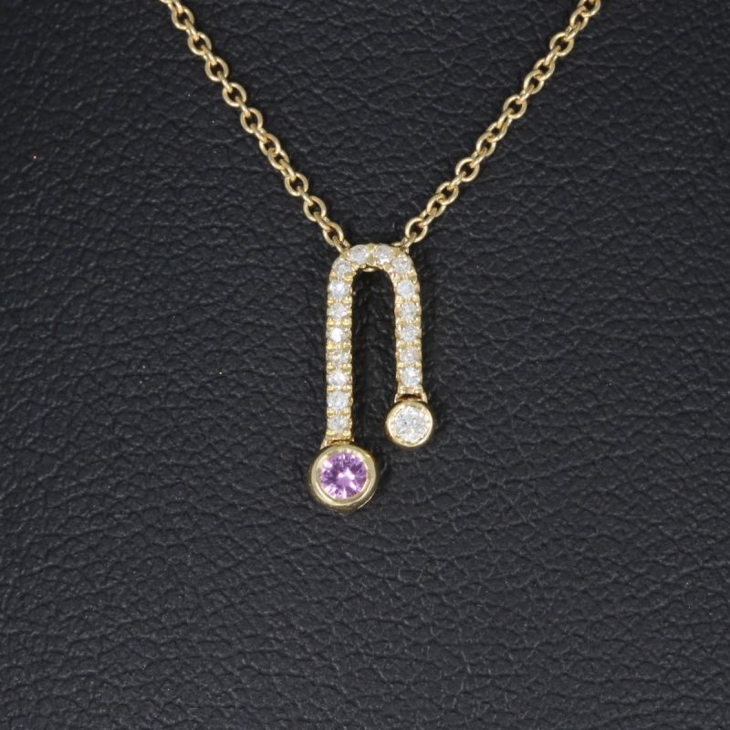 Wert 790 € Brillant Diamant Rubin Anhänger mit Kette in 750er 18 K Gelbgold - H487