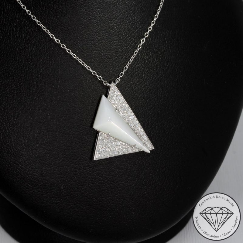 Wert 1010 € Brillant Perlmutt Collier in 585er 14 K Weißgold - H1625