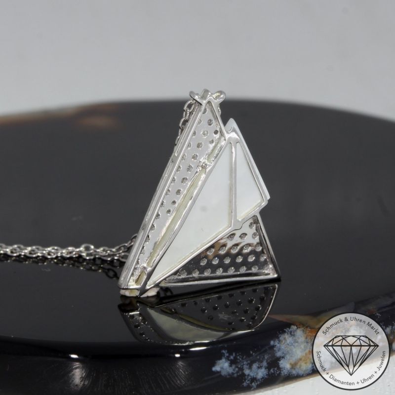 Wert 1010 € Brillant Perlmutt Collier in 585er 14 K Weißgold - H1625