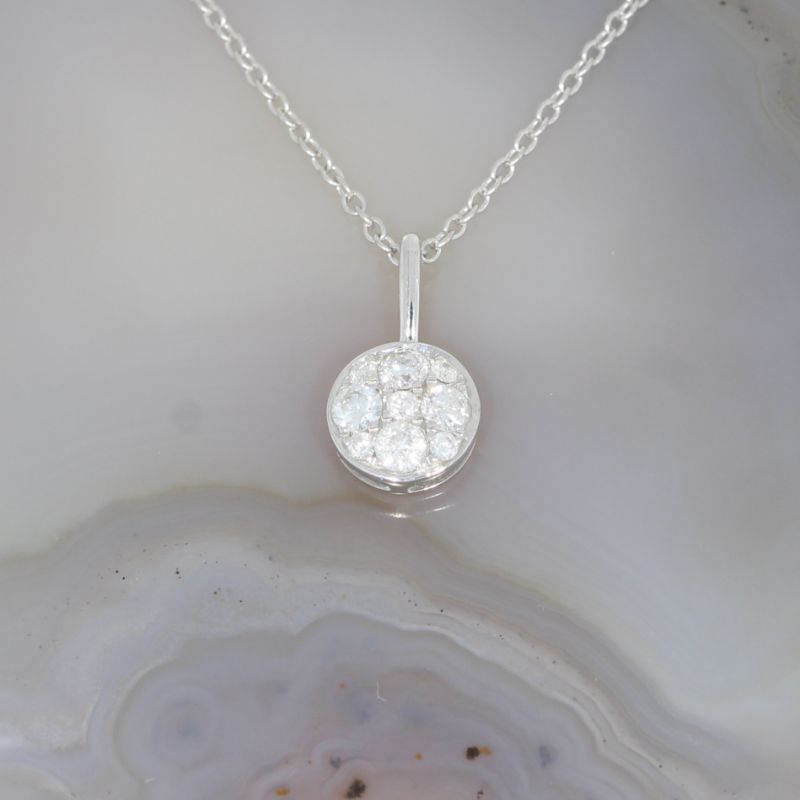 Wert 960 € Brillant Anhänger & Kette (0,20 carat) in 750er 18 K Weißgold - H1528