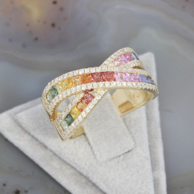 Wert 4370 € Brillant Saphir Ring in 585er 14 K Gelbgold - H1571