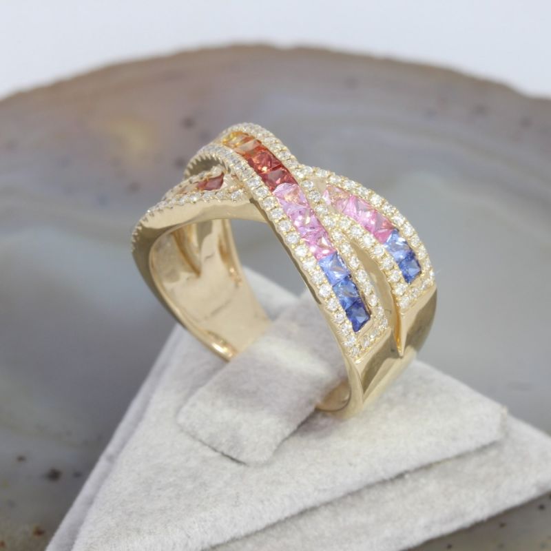 Wert 4370 € Brillant Saphir Ring in 585er 14 K Gelbgold - H1571