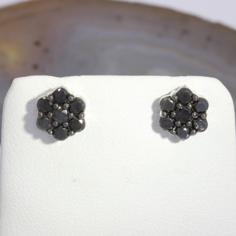 Sale! Wert 1340 € schwarze Diamant Ohrringe (0,87 carat) in 585er 14 K Weißgold - H1490