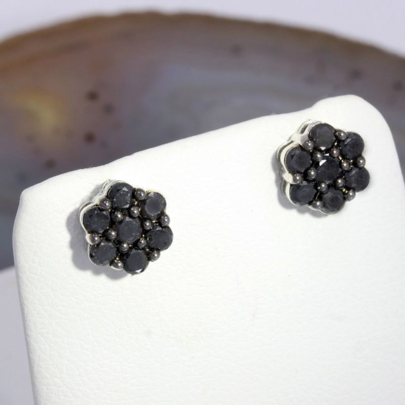 Sale! Wert 1340 € schwarze Diamant Ohrringe (0,87 carat) in 585er 14 K Weißgold - H1490