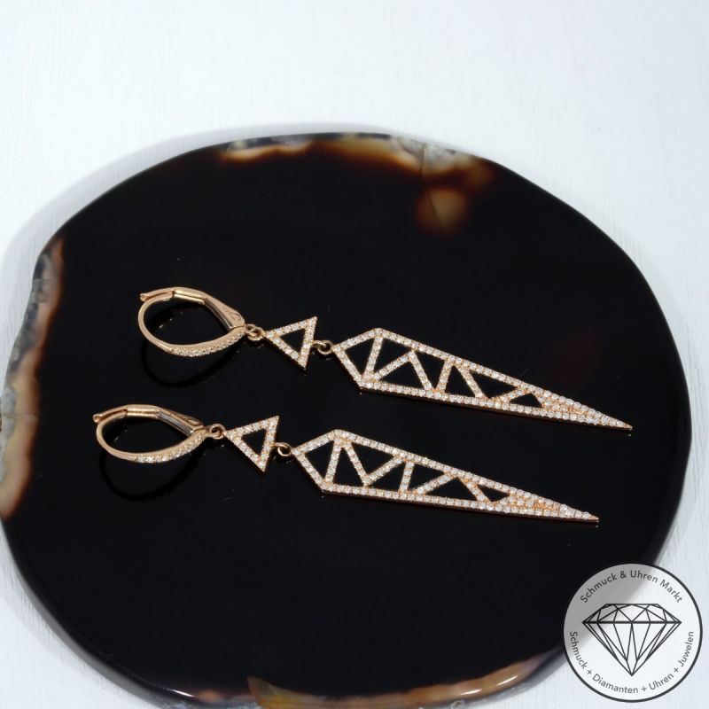 Wert 7250 € Diamant Onyx Ohrringe in 585er 14 K Roségold - 88548