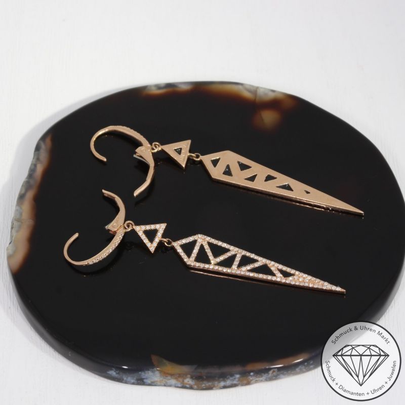 Wert 7250 € Diamant Onyx Ohrringe in 585er 14 K Roségold - 88548