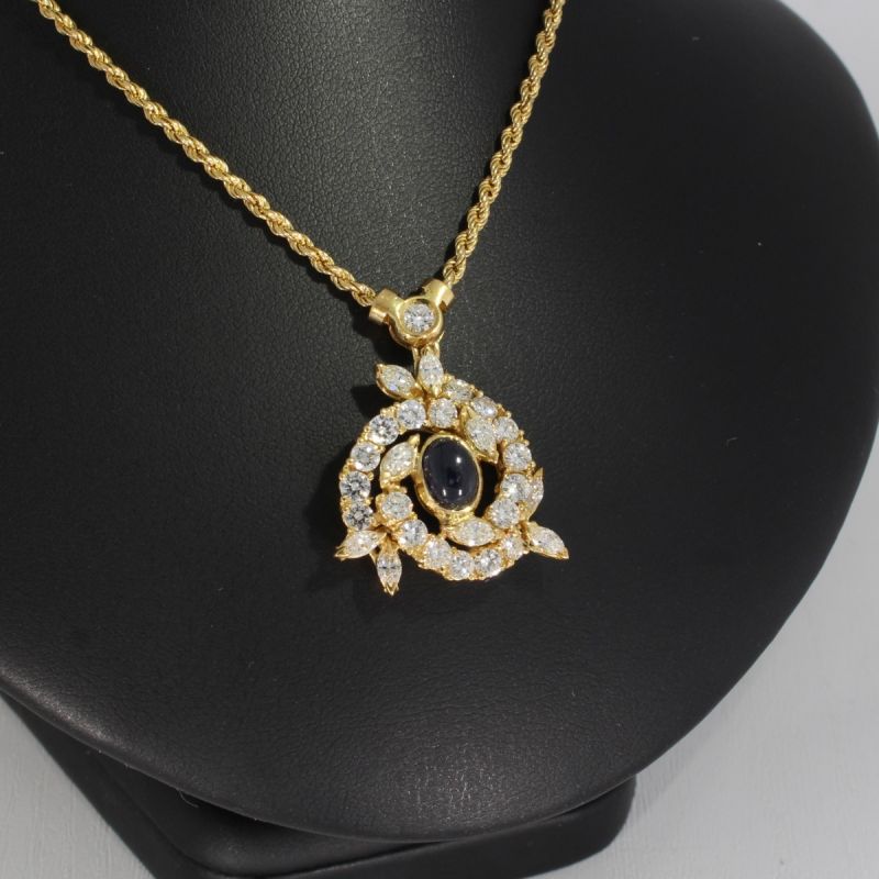 Wert 8500 € Brillant Diamant Saphir Collier in 750er 18 K Gelbgold - 88599