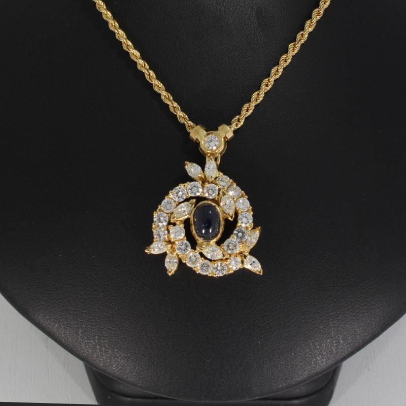 Wert 8500 € Brillant Diamant Saphir Collier in 750er 18 K Gelbgold - 88599