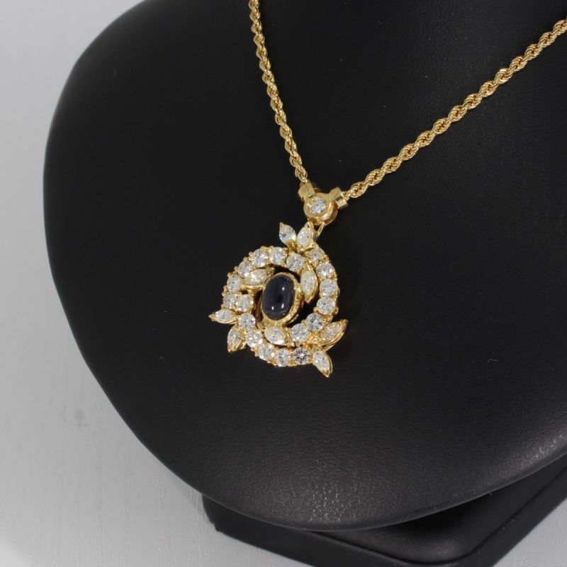 Wert 8500 € Brillant Diamant Saphir Collier in 750er 18 K Gelbgold - 88599