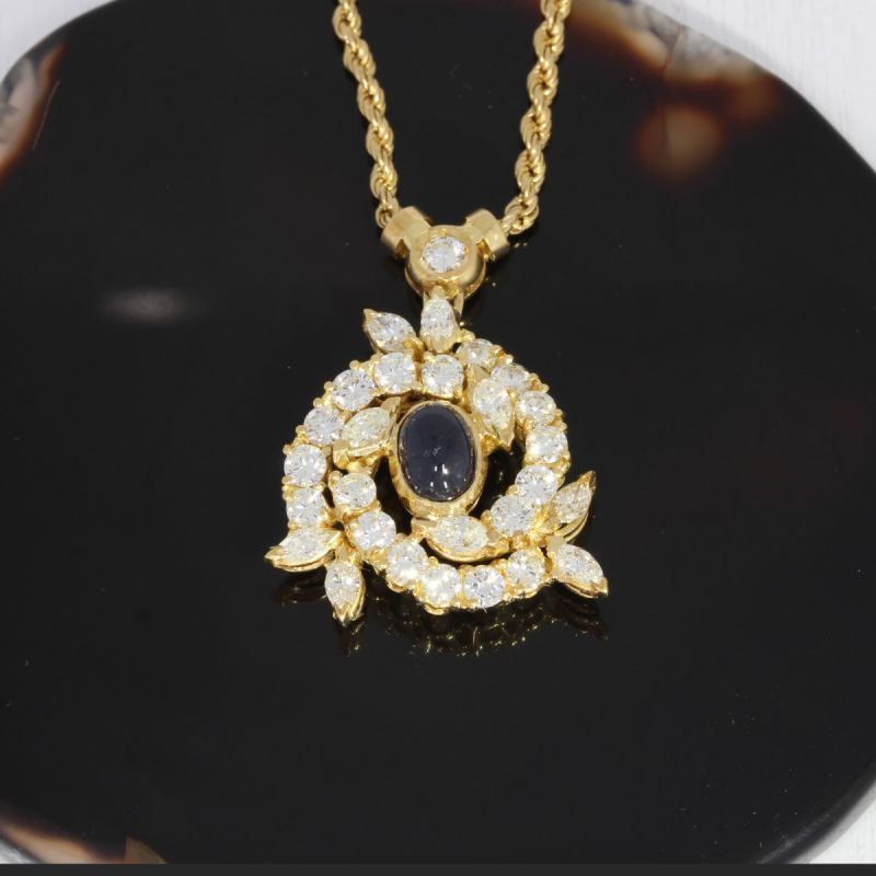 Wert 8500 € Brillant Diamant Saphir Collier in 750er 18 K Gelbgold - 88599