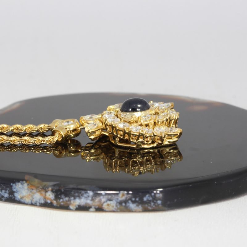 Wert 8500 € Brillant Diamant Saphir Collier in 750er 18 K Gelbgold - 88599