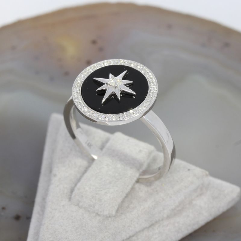 Wert 1890 € Brillant Onyx Ring in 585er 14 K Weißgold - 88635