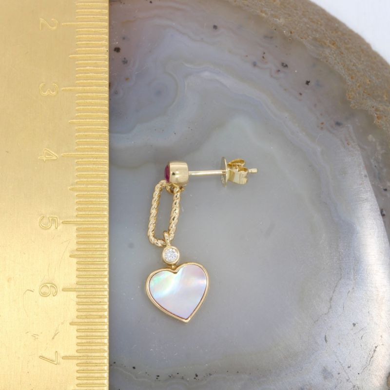Wert 1650 € Brillant Rubin Muschelkern Ohrringe in 585er 14 K Gelbgold - H1499