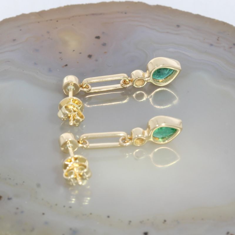 Wert 1650 € Brillant Smaragd Ohrringe in 585er 14 K Gelbgold - H1498