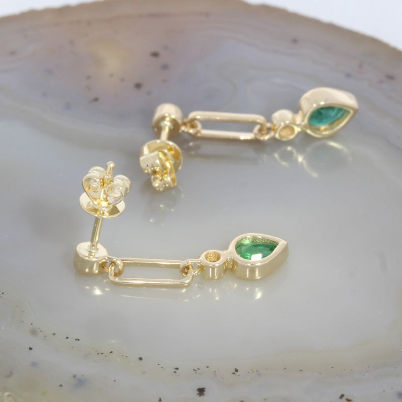 Wert 1650 € Brillant Smaragd Ohrringe in 585er 14 K Gelbgold - H1498