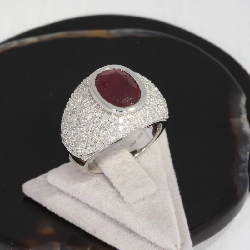 Wert 7500 € Brillant Rubin Ring in 750er 18 K Weißgold - 88674