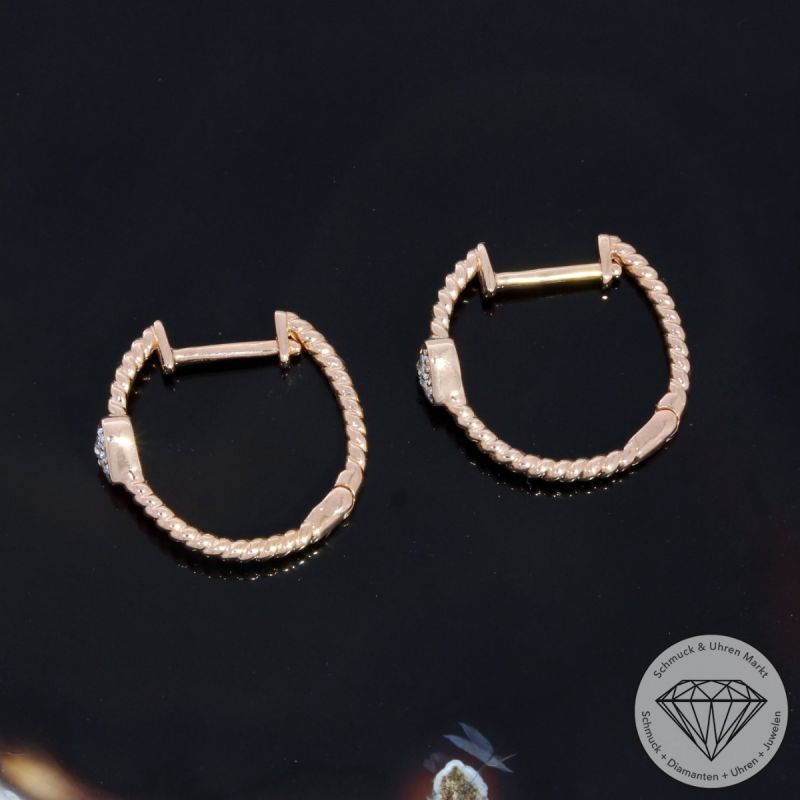 Wert 990 € Brillant Creolen Herz in 585er 14 K Roségold - H1605