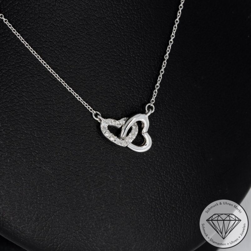 Wert 750 € Brillant Herz Collier (0,06 carat) in 585er 14 K Weißgold - H1616