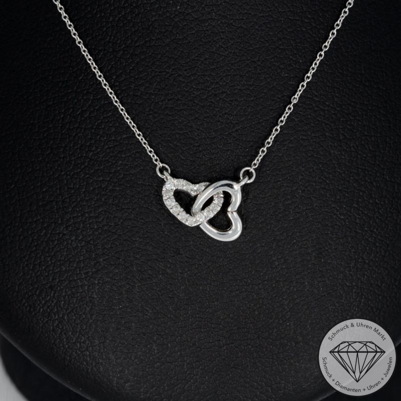 Wert 750 € Brillant Herz Collier (0,06 carat) in 585er 14 K Weißgold - H1616