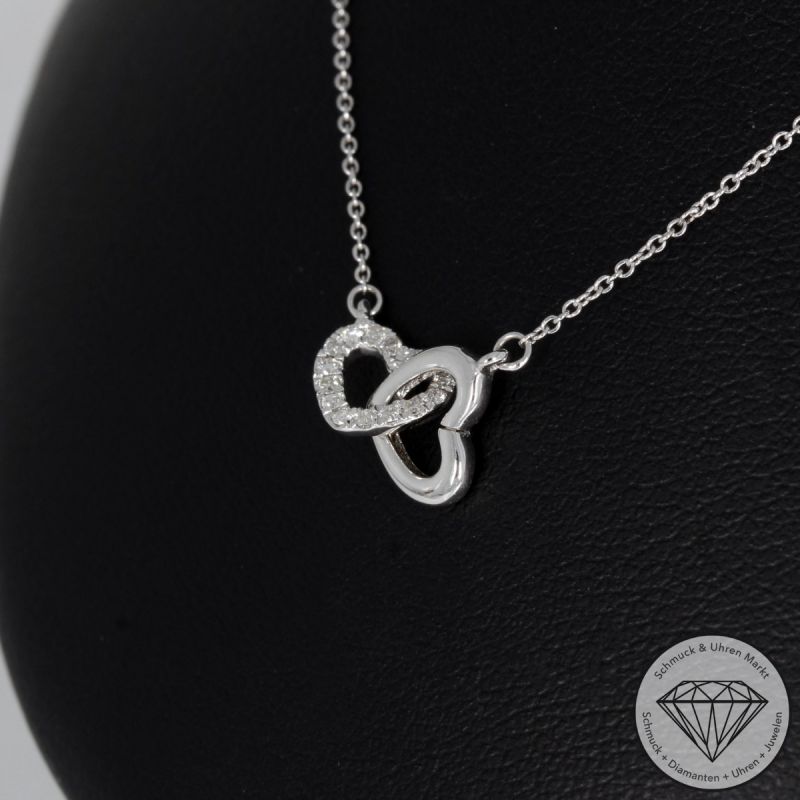 Wert 750 € Brillant Herz Collier (0,06 carat) in 585er 14 K Weißgold - H1616