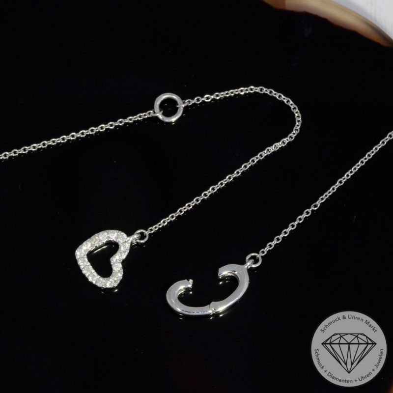 Wert 750 € Brillant Herz Collier (0,06 carat) in 585er 14 K Weißgold - H1616