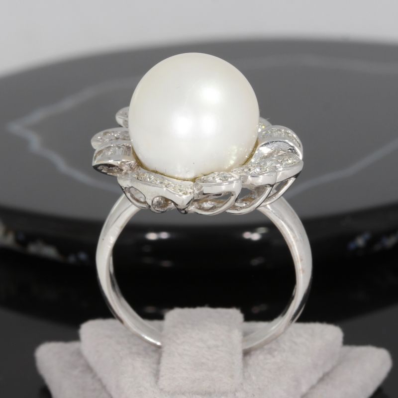 Wert 2800 € Brillant Diamant Perl Ring in 750er 18 K Weißgold - 89106