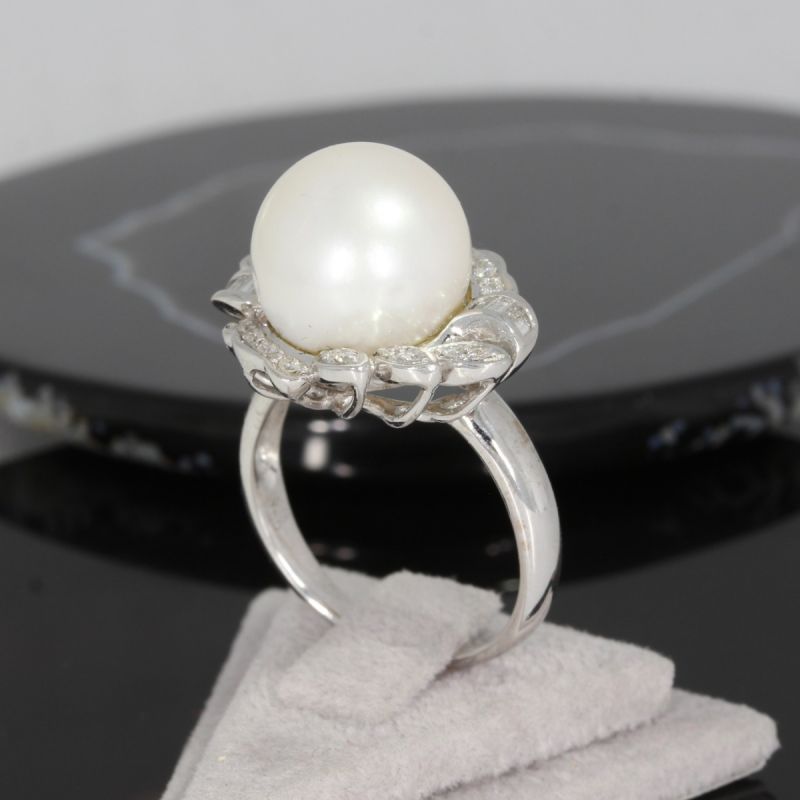 Wert 2800 € Brillant Diamant Perl Ring in 750er 18 K Weißgold - 89106