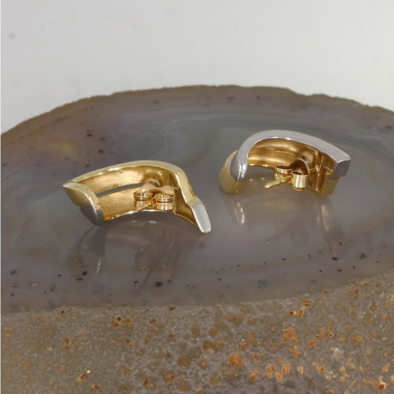 Wert 860 € Bicolor Halb Creolen mit Zirkonia 585er/14 Karat Gelb und Weiß Gold – 89217