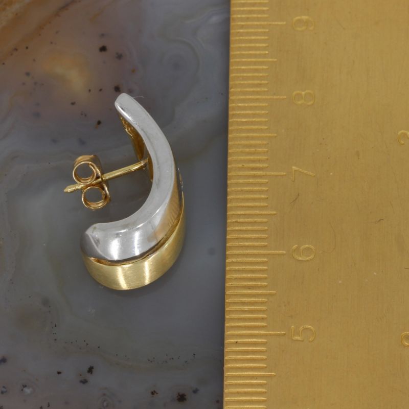 Wert 860 € Bicolor Halb Creolen mit Zirkonia 585er/14 Karat Gelb und Weiß Gold – 89217