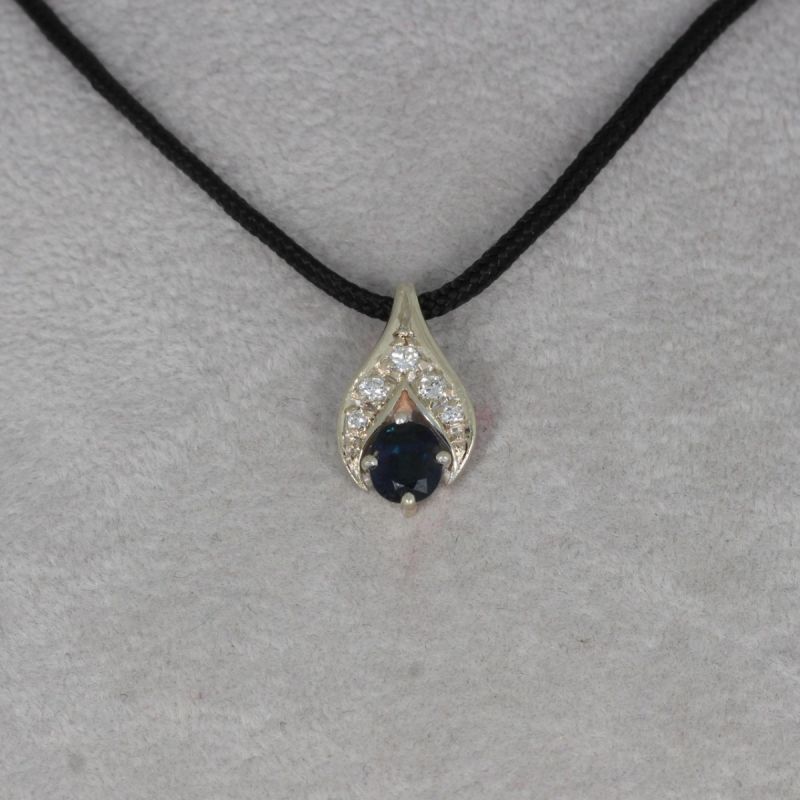 Wert 860 € Brillant Saphir Anhänger in 585er 14 K Weißgold - 89268