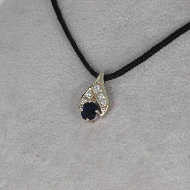 Wert 860 € Brillant Saphir Anhänger in 585er 14 K Weißgold - 89268