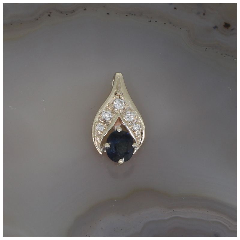 Wert 860 € Brillant Saphir Anhänger in 585er 14 K Weißgold - 89268