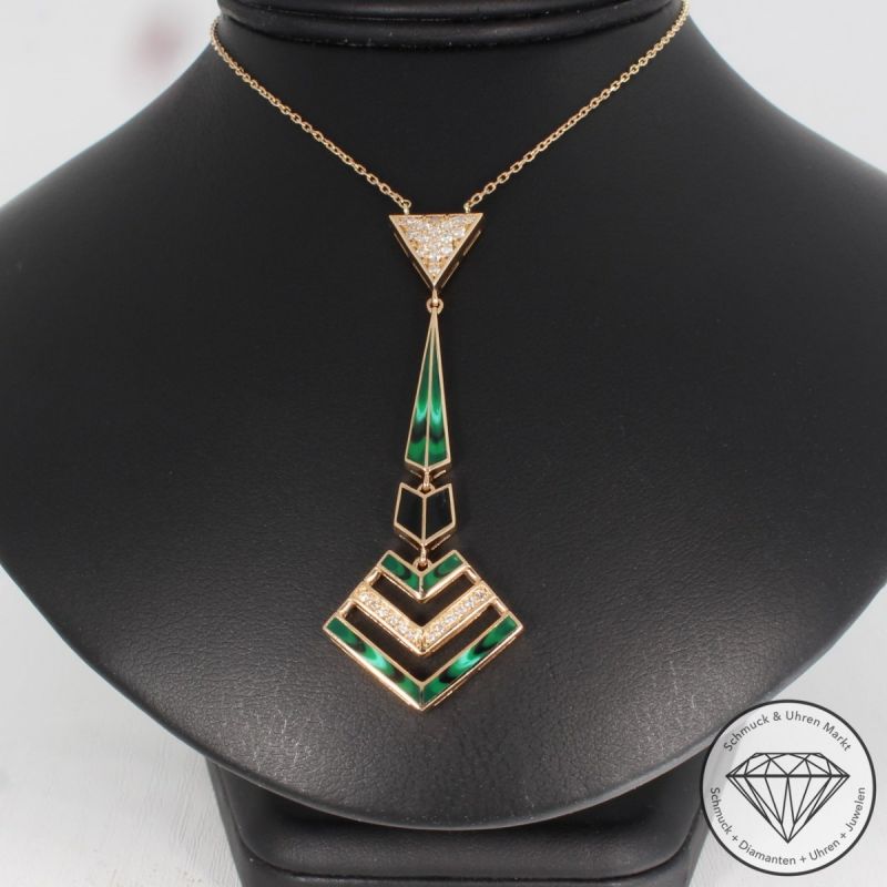 Wert 4450 € Brillant Emaille Collier in 585er 14 K Rosegold - 89278