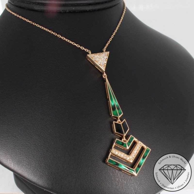 Wert 4450 € Brillant Emaille Collier in 585er 14 K Rosegold - 89278