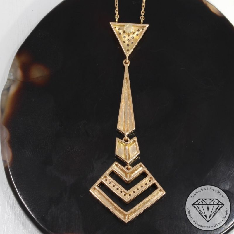 Wert 4450 € Brillant Emaille Collier in 585er 14 K Rosegold - 89278