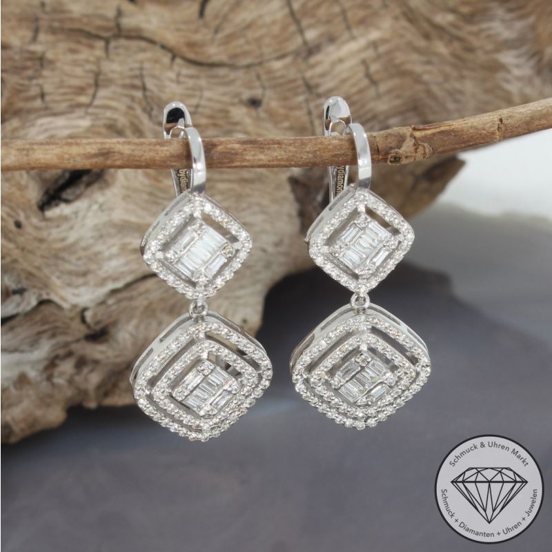 Wert 6790 € Brillant Diamant Ohrringe in 585er 14 K Weißgold - 89301